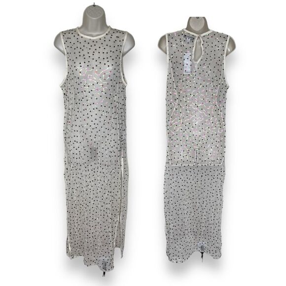 NWT Urban Outfitters Hunter Sheer Sequin Beaded Midi Cream Dress Women Medium - Picture 1 of 16